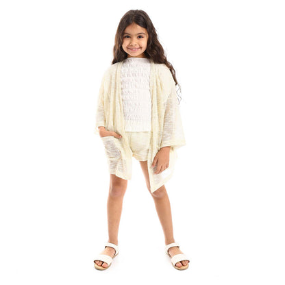 Teen Girls 3/4 Sleeves Knitted Pattern Cardigan Set