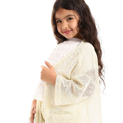 Girls 3/4 Sleeves Knitted Pattern Cardigan Set