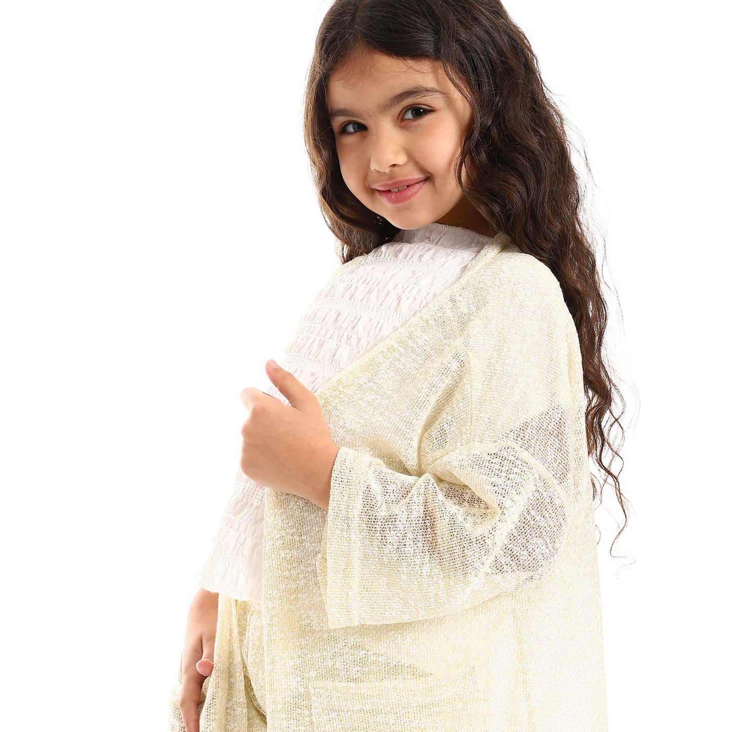 Teen Girls 3/4 Sleeves Knitted Pattern Cardigan Set