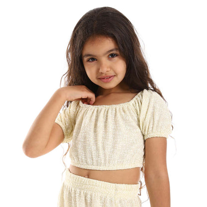 Girls Puffed Off Shoulder Sleeves Set