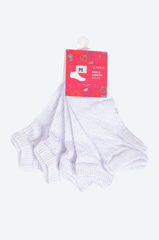 Carina Girly Ankle Length Socks - 5 Pairs