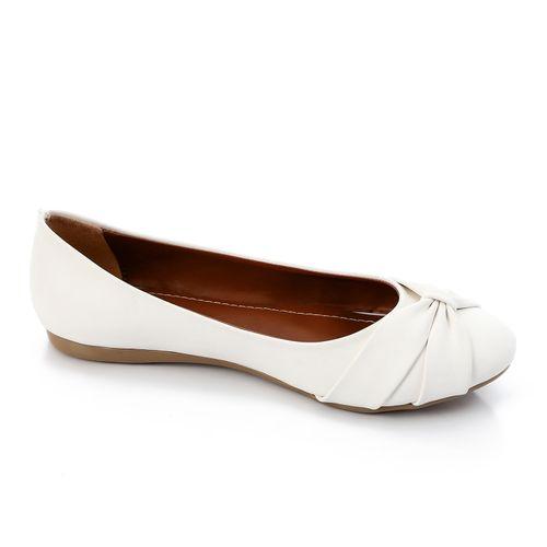 White Suede Bow Leather Ballerina