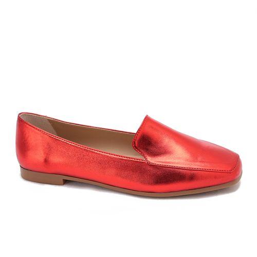 Square Toe Cap Shiny Leather Moccasin