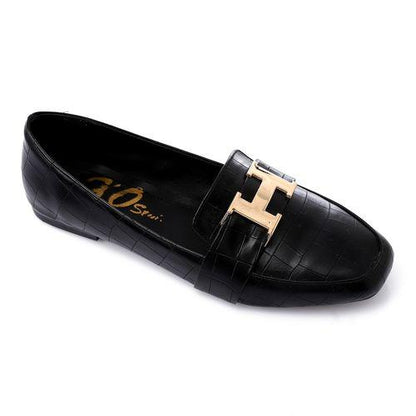 Black Upper Detailing Flat Shoes