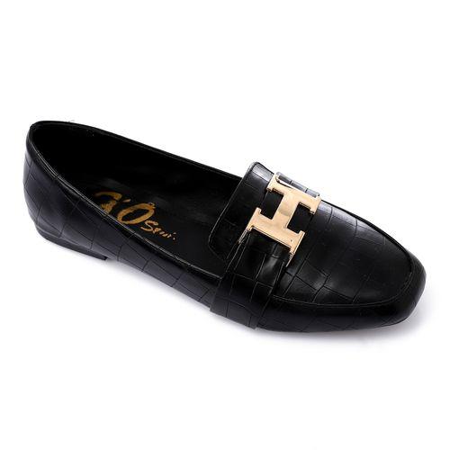 Black Upper Detailing Flat Shoes