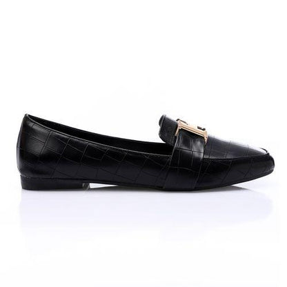 Black Upper Detailing Flat Shoes