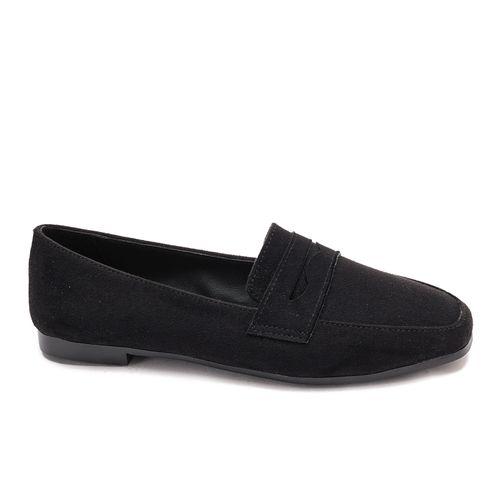 Black Suede Leather Moccasin Shoes