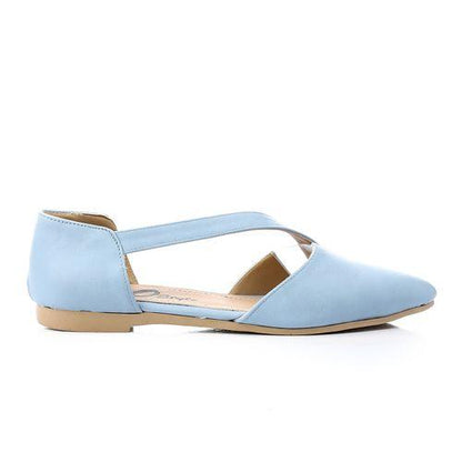 حذاء مسطح جلدي مفتوح الجانبين