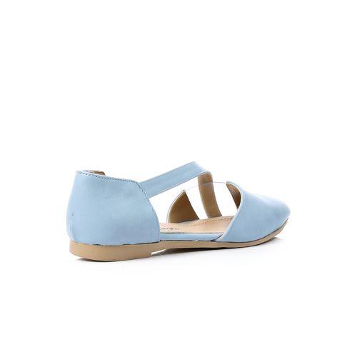 حذاء مسطح جلدي مفتوح الجانبين