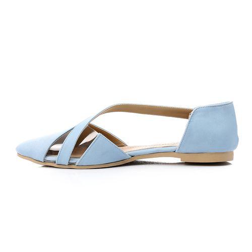 حذاء مسطح جلدي مفتوح الجانبين