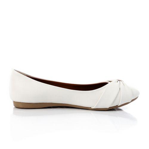 White Suede Bow Leather Ballerina