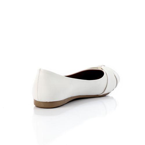 White Suede Bow Leather Ballerina