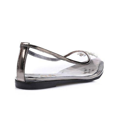 Smoky Strass Transparent Flat Shoes