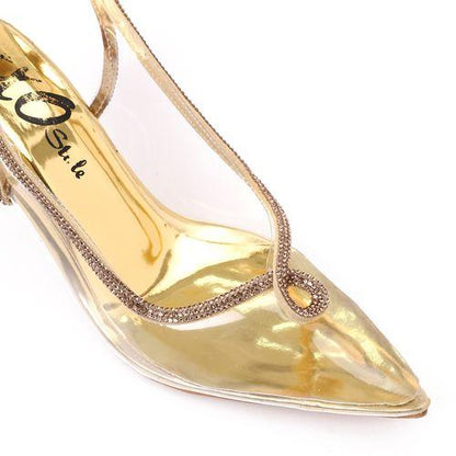 Gold Transparent Heeled Shoes