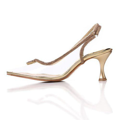 Gold Transparent Heeled Shoes