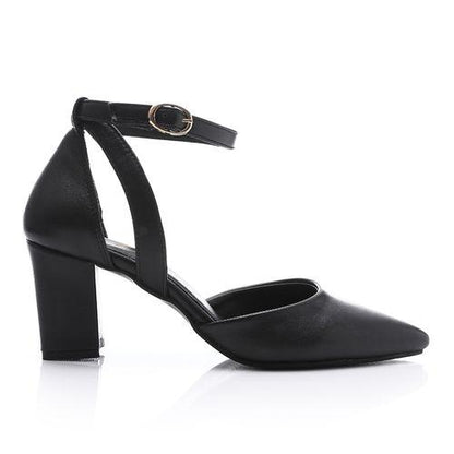 Black Pointed Toecap Heeled Shoes