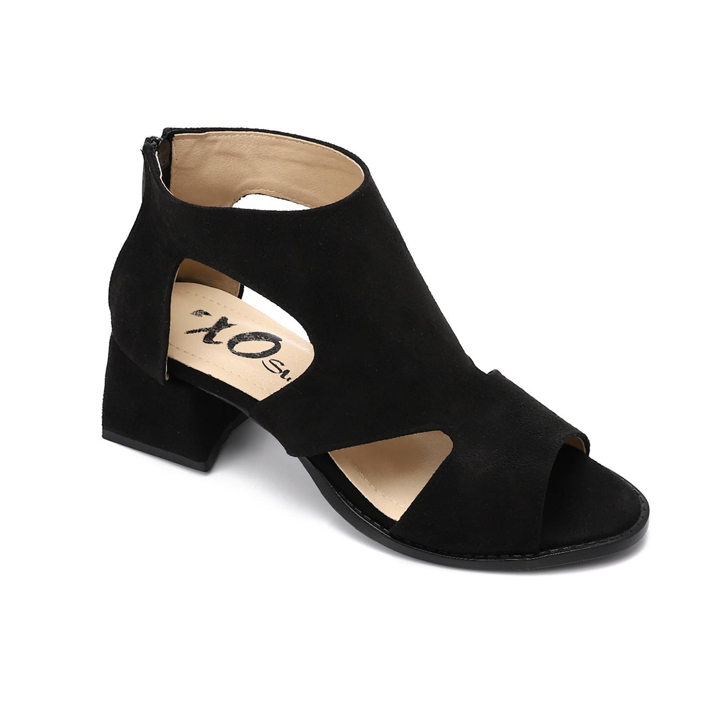 XO Style Mid Heel Sandal with Back Zipper