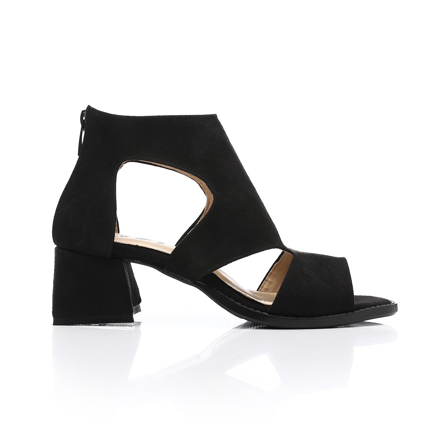 XO Style Mid Heel Sandal with Back Zipper