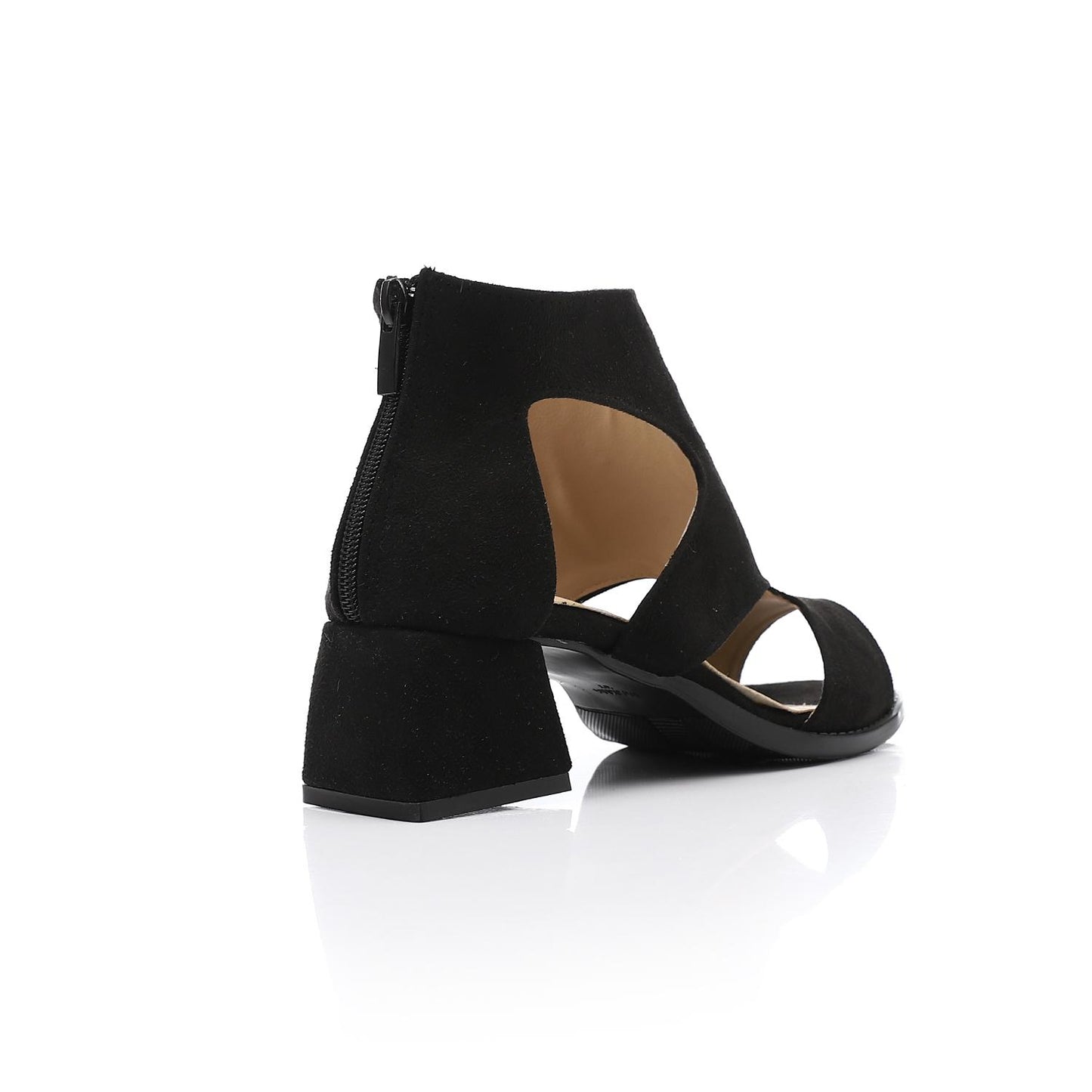 XO Style Mid Heel Sandal with Back Zipper