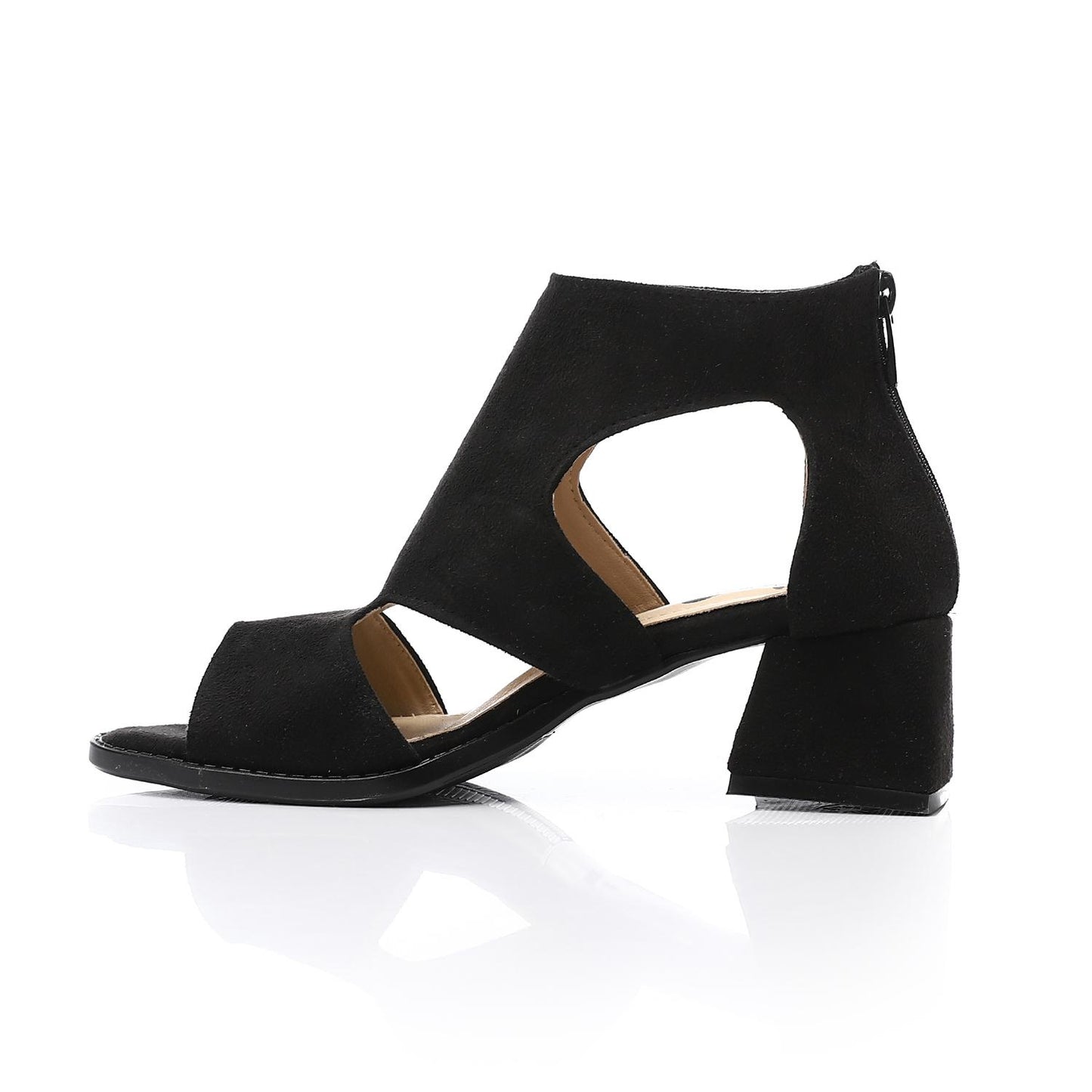 XO Style Mid Heel Sandal with Back Zipper