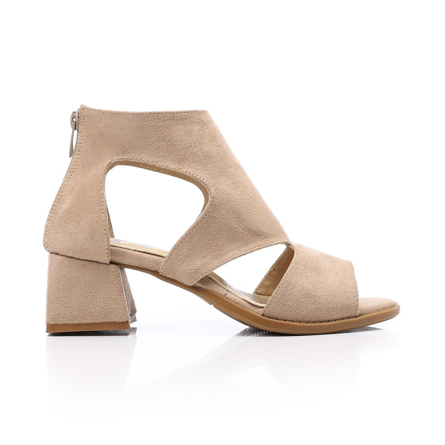 XO Style Mid Heel Sandal with Back Zipper