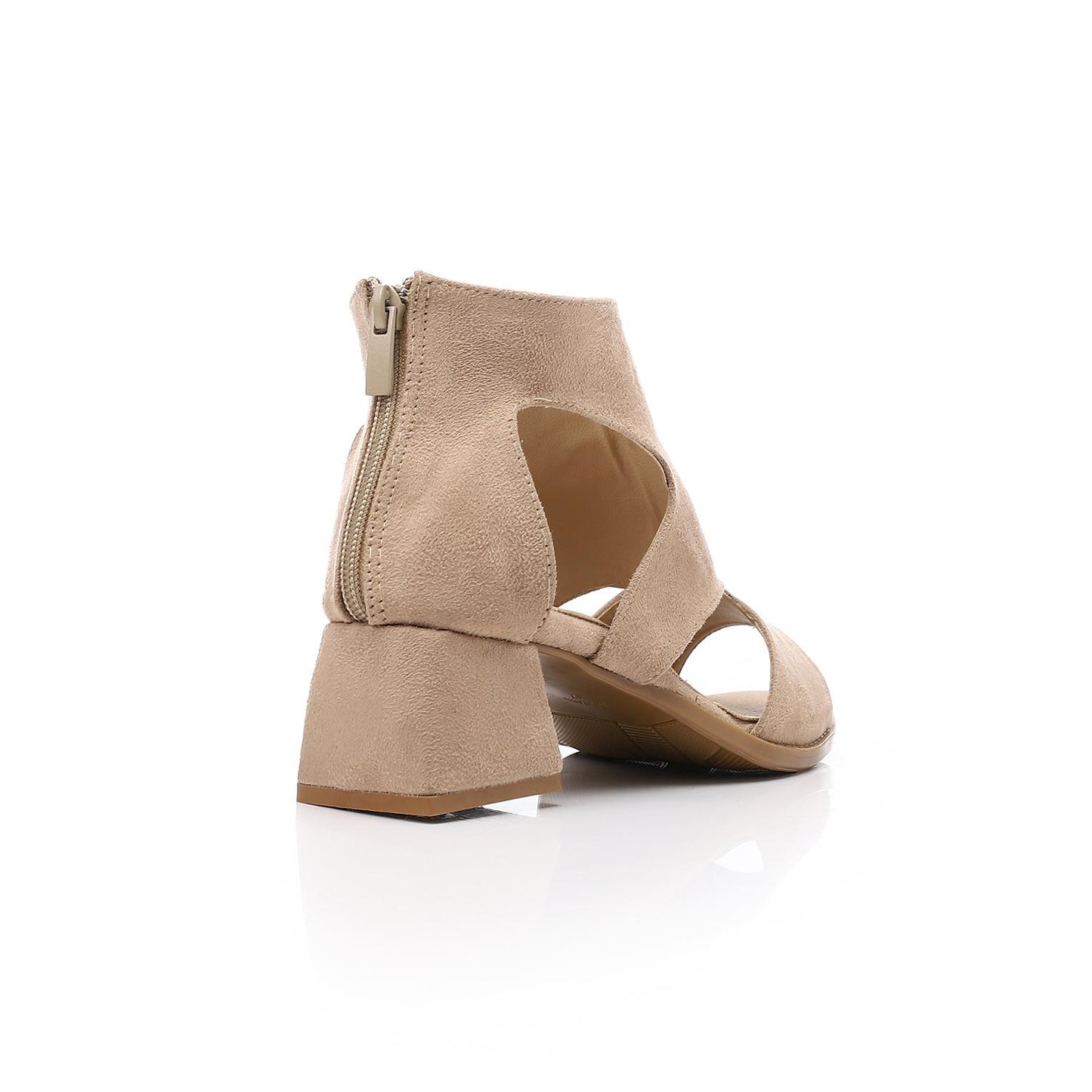 XO Style Mid Heel Sandal with Back Zipper