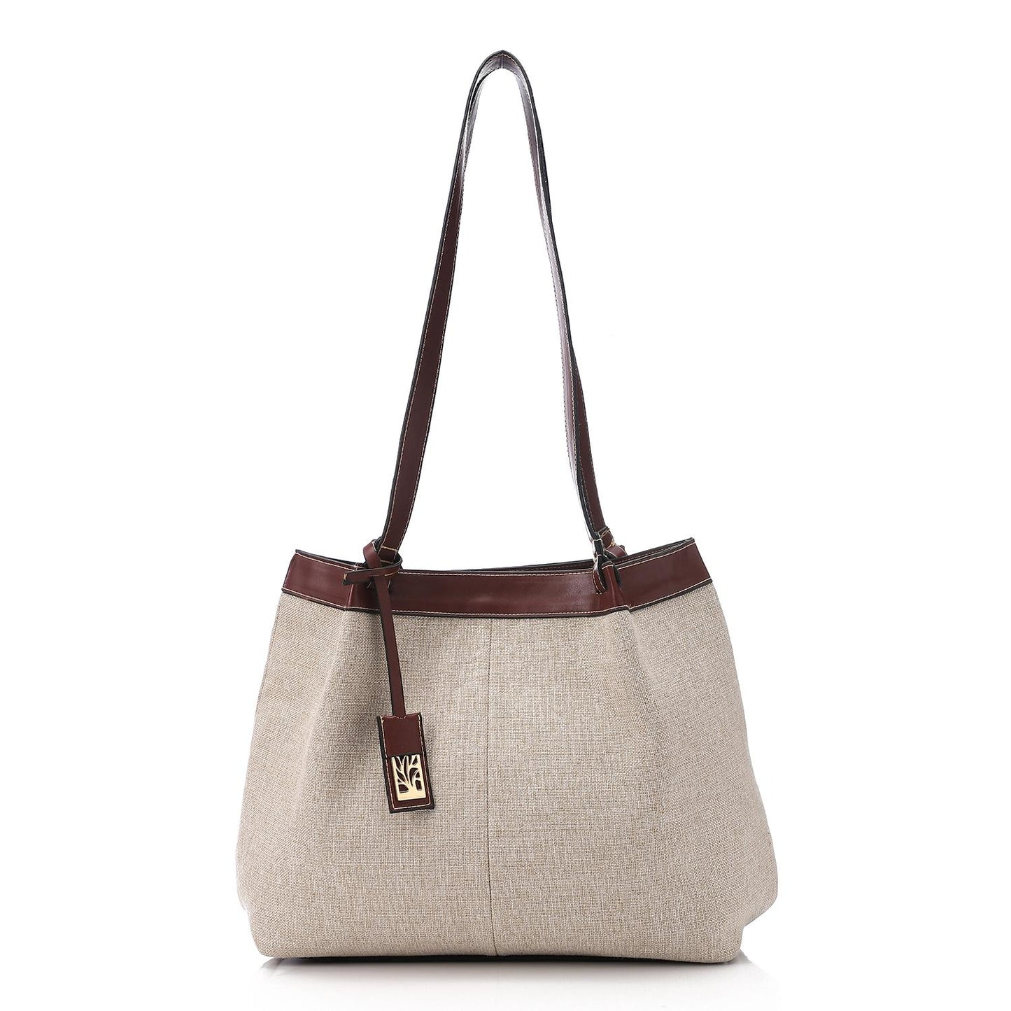 Beige Linen Shoulder Bag