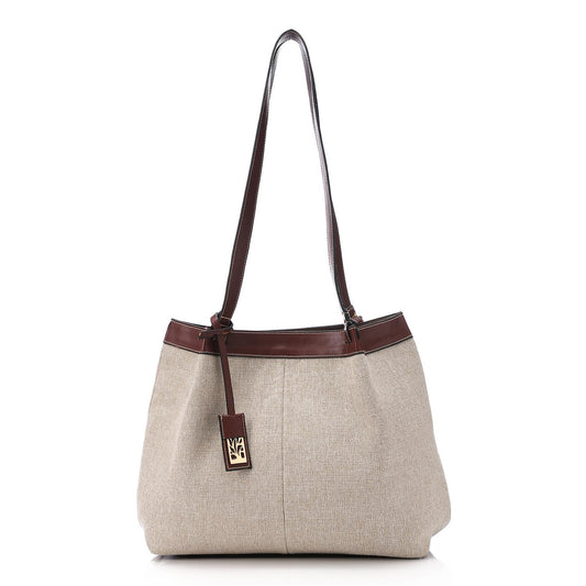 Beige Linen Shoulder Bag