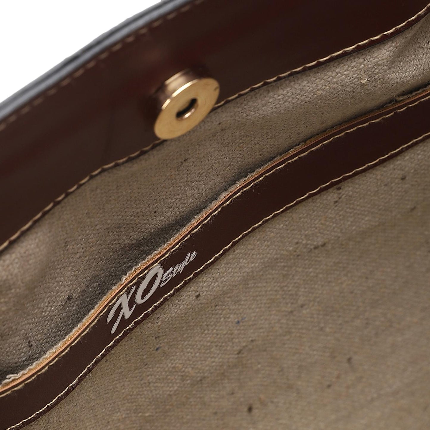 Beige Linen Shoulder Bag