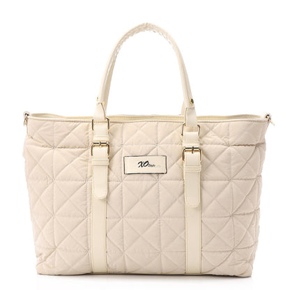 Beige Waterproof Handbag with Leather Handle