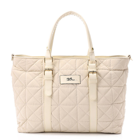 Beige Waterproof Handbag with Leather Handle