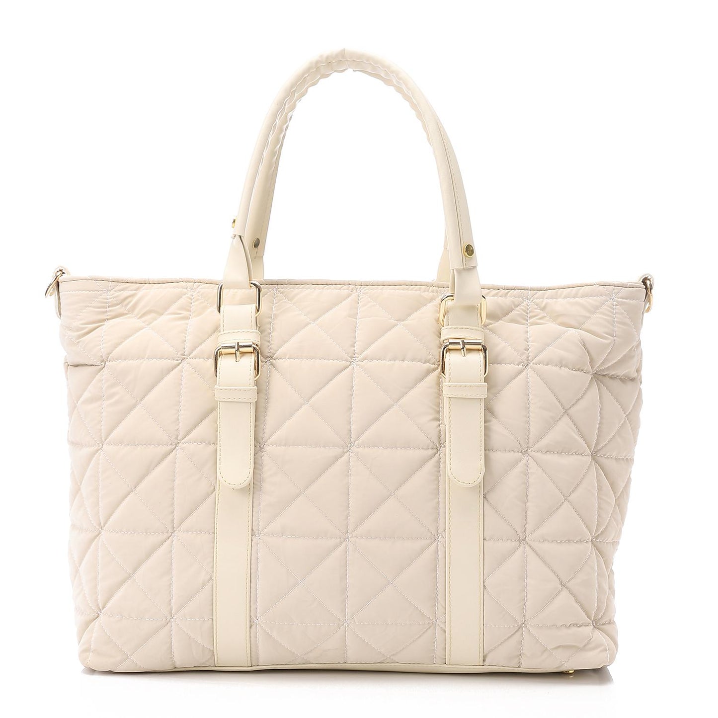 Beige Waterproof Handbag with Leather Handle