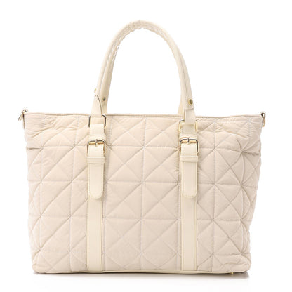 Beige Waterproof Handbag with Leather Handle