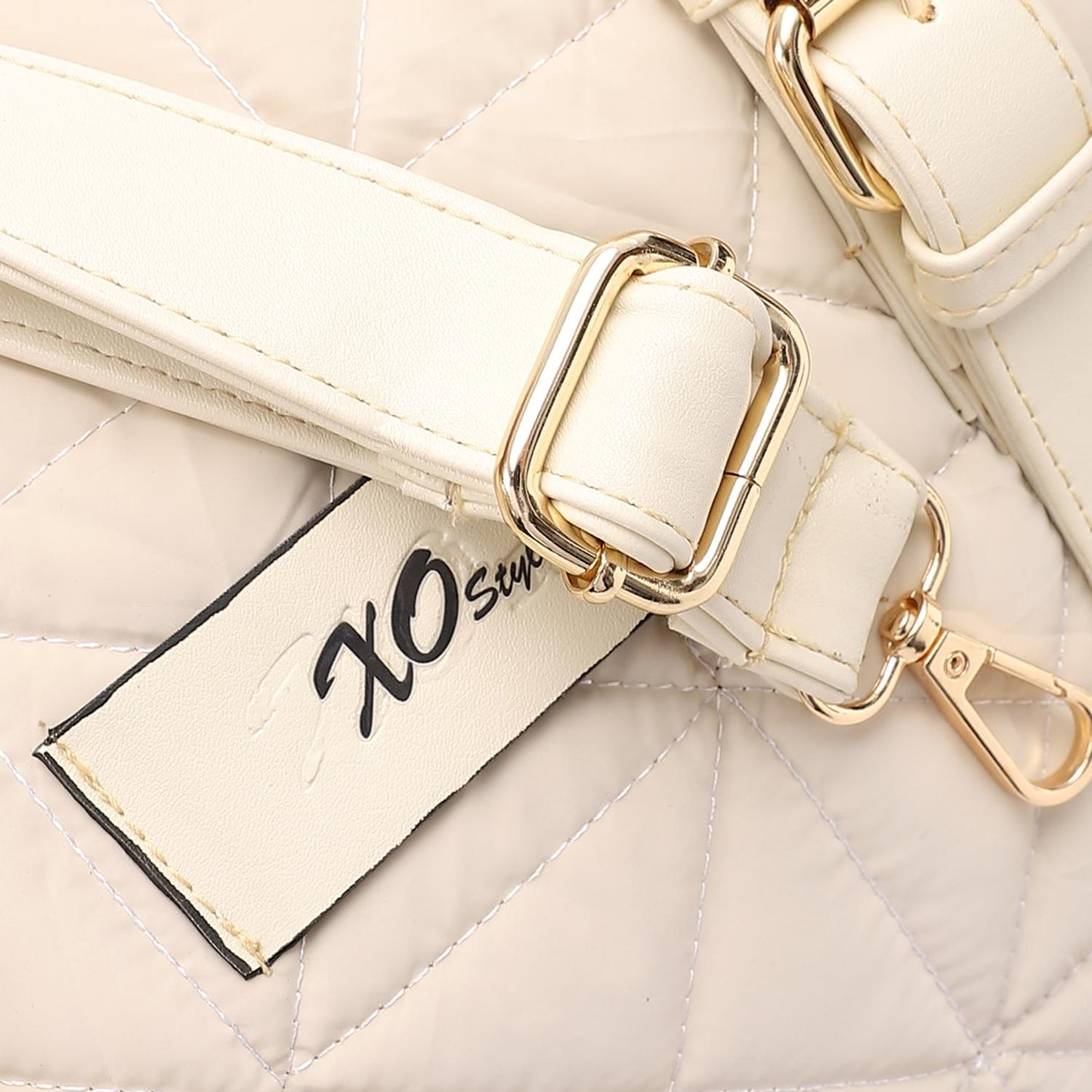 Beige Waterproof Handbag with Leather Handle