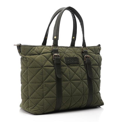 Olive Waterproof Handbag with Leather Handle