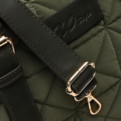Olive Waterproof Handbag with Leather Handle