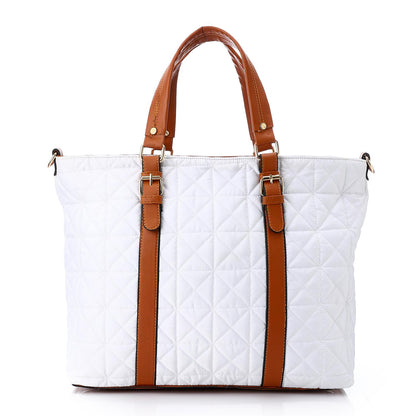 White Waterproof Handbag with Leather Handle