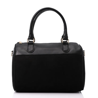 Black Suede & Leather Handbag