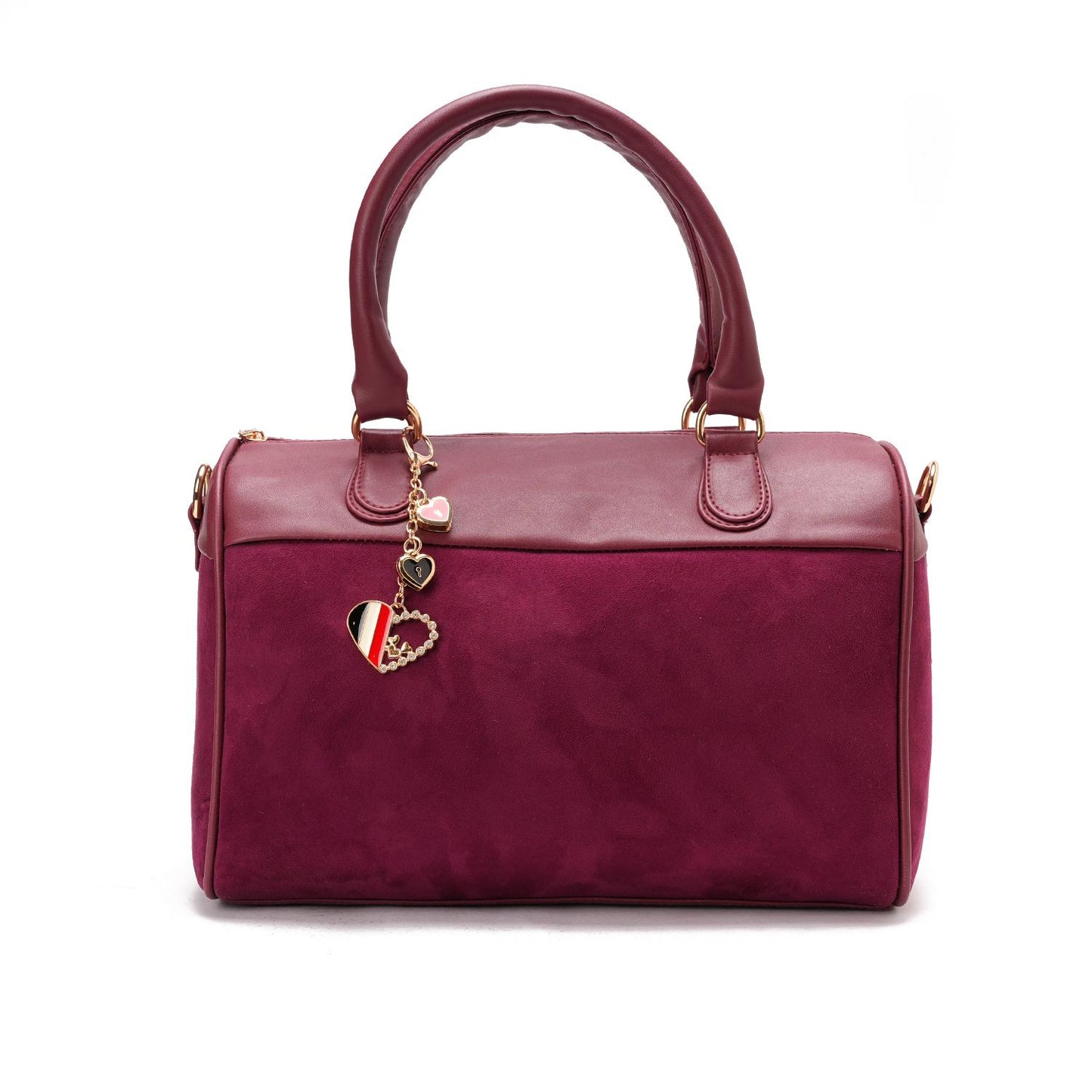 Burgundy Suede & Leather Handbag