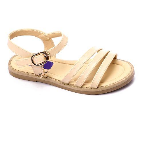 Beige Side Buckle Flat Sandal for Girls