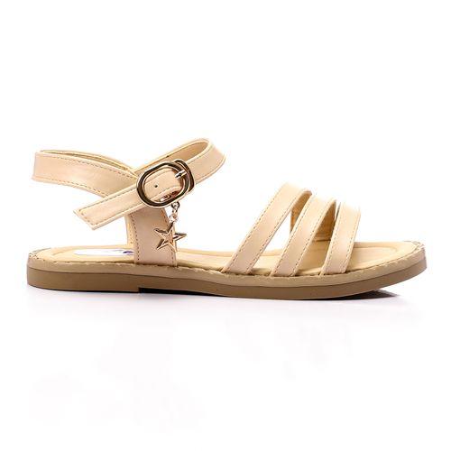 Beige Side Buckle Flat Sandal for Girls