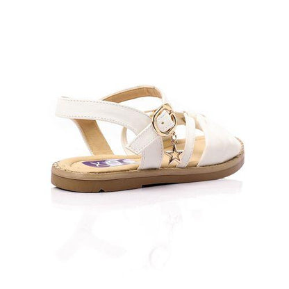 White Knotted Bow Flat Sandal for Teen Girls