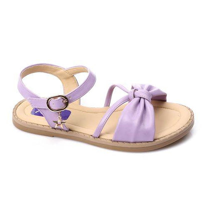 Light Purple Knotted Bow Flat Sandal for Girls