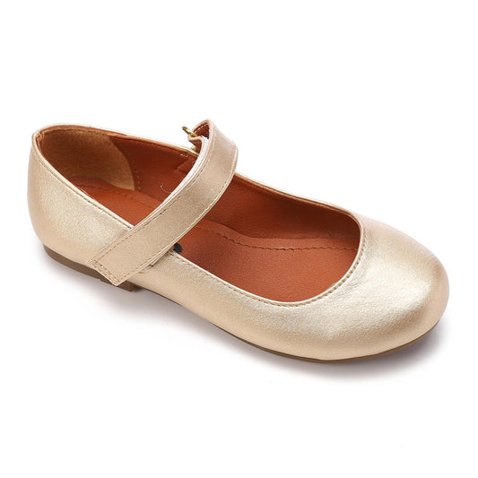 Gold Front Velcro Ballerina for Teen Girls