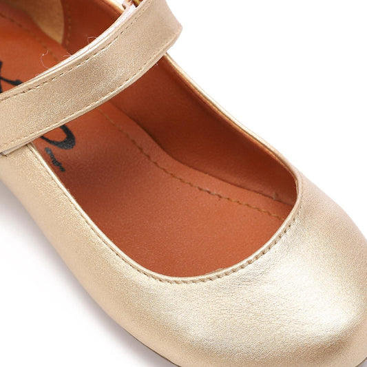Gold Front Velcro Ballerina for Teen Girls