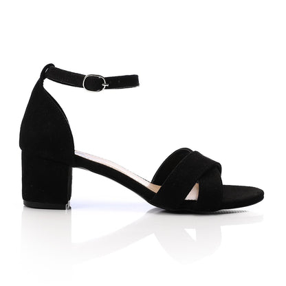 Black Side Buckle Suede Sandal