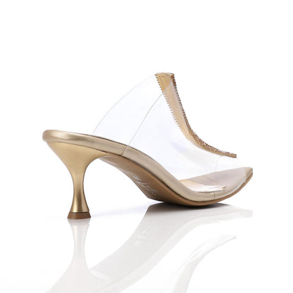 Gold Upper Strass Transparent Slipper