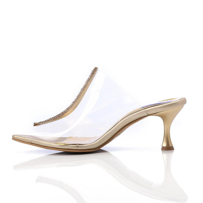 Gold Upper Strass Transparent Slipper