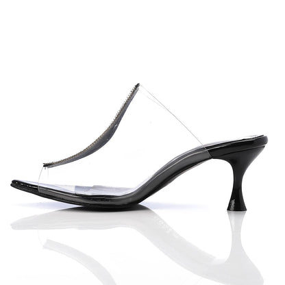 Black Upper Strass Transparent Slipper