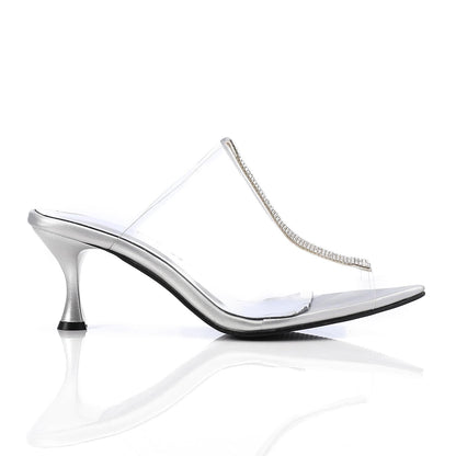 Silver Upper Strass Transparent Slipper